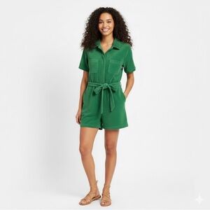 Outerknown Rewind Romper Green Terry Cloth Organic Cotton Belted NWT Large